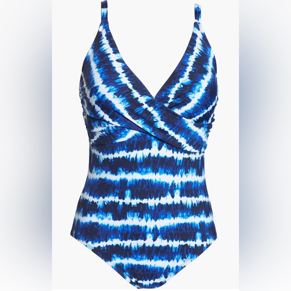Tommy Bahama Women’s Blue & White Tie-Dye One Piece Swimsuit Size 12
